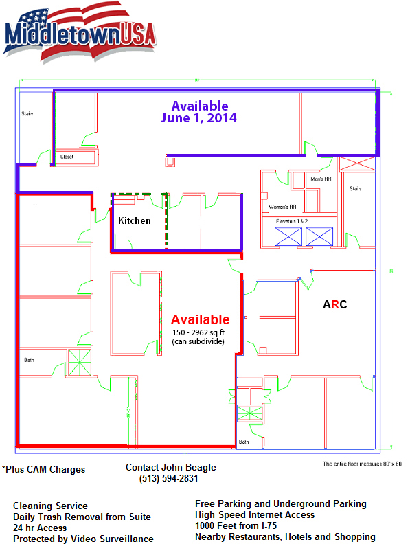 Suite 402 Office Space for Rent, Middletown, Ohio